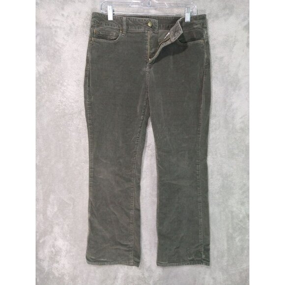 NYDJ Pants Womens 10 Petite Green Corduroy Bootcut Mid Rise Lift Tuck Stretch - Picture 1 of 10